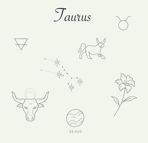 Taurus Aesthetic Tattoo, Tattoo Taurus, Taurus Constellation Tattoo, Taurus Symbols, Taurus Constellation, Taurus Tattoos, Asian Aesthetic, Constellation Tattoos, Cute Tattoos