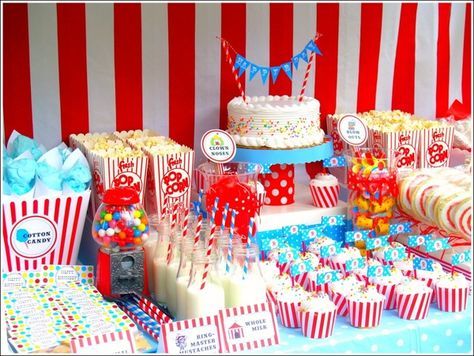 Inspiration. Carnival Themed Birthday Party, Vintage Circus Birthday Party, Backyard Carnival, Lila Party, Circus Birthday Party Theme, Vintage Circus Party, Circus Carnival Party, Circus Theme Party, Carnival Themed Party