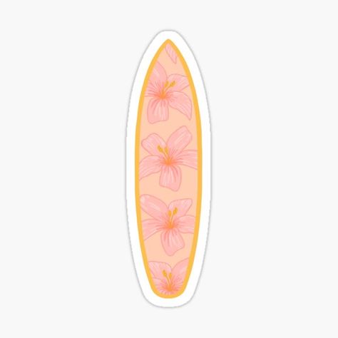 Printable Stickers Aesthetic Pastel, Beachy Stickers, Surfboard Stickers, Beach Stickers, Summer Stickers, Hibiscus Pattern, Preppy Stickers, Iphone Stickers, Redbubble Stickers