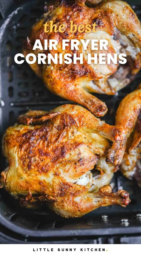 Air Fryer Meats Recipes, Air Fryer Cornish Hens Recipe, Airfryer Cornish Hen Recipe, Cornish Hens Air Fryer Rotisserie, Air Fry Cornish Hens, Air Fryer Cornish Game Hens, Cornish Game Hens Air Fryer, Airfryer Cornish Hens, Air Fryer Cornish Game Hens Recipes