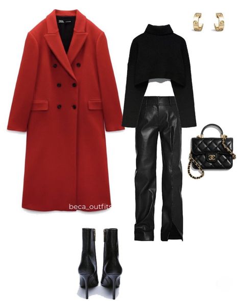 Short Red Coat Outfit, Red Coat Outfit, Coat Outfit, Red Coat, Coat Outfits, Outfit Goals, Clothes Line, Winter 2024, Winter Fashion Outfits