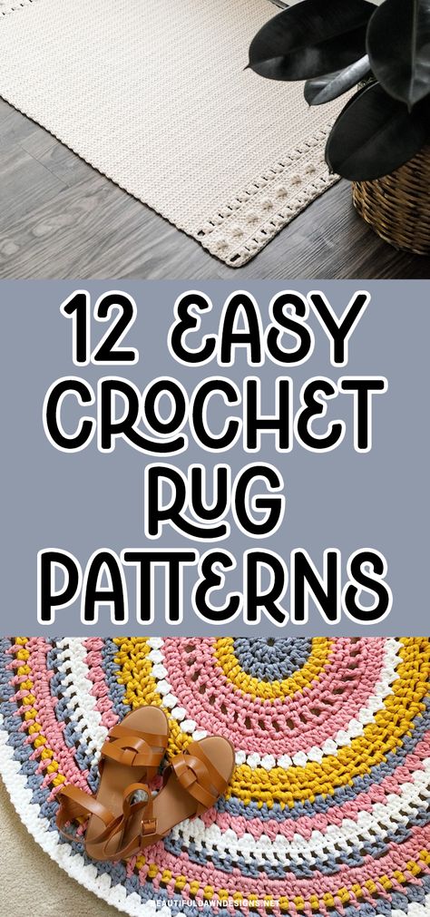 Add warmth and texture to your home with easy crochet rug patterns. Perfect for any skill level, these projects can be done quickly and will make any room look instantly inviting. Crocheted Yarn Rugs, Area Rug Crochet Pattern, Jute Rug Patterns, Crochet Throw Rug, Rugs Crochet Pattern Free, How To Crochet A Rug For Beginners, Crochet Outdoor Rug, Rug Yarn Projects Ideas, Crochet Over Rope Rug