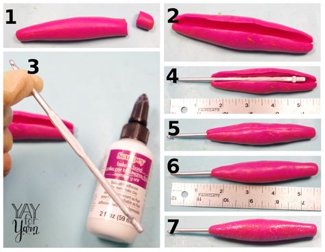 DIY Beautiful Ergonomic Crochet Hooks from Polymer Clay - Tutorial for Beginners | Yay For Yarn Ergonomic Crochet Hooks Diy, Diy Crochet Hook Handle, Custom Crochet Hooks, Diy Crochet Hook, Crochet Hook Organizer, Crochet Hook Handles, Crochet Hook Holder, Crochet Handles, Ergonomic Crochet Hook