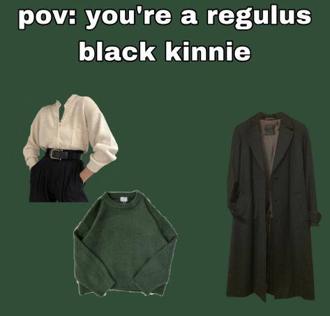 Regulus Black Outfit Style, Regulus Black Clothes, Regulus Black Inspired Outfits, Regulus Outfits, Regulus Black Outfit Aesthetic, Regulus Black Aesthetic Outfits, Regulus Black Kinnie, Regulus Black Outfit, Regulus Kinnie