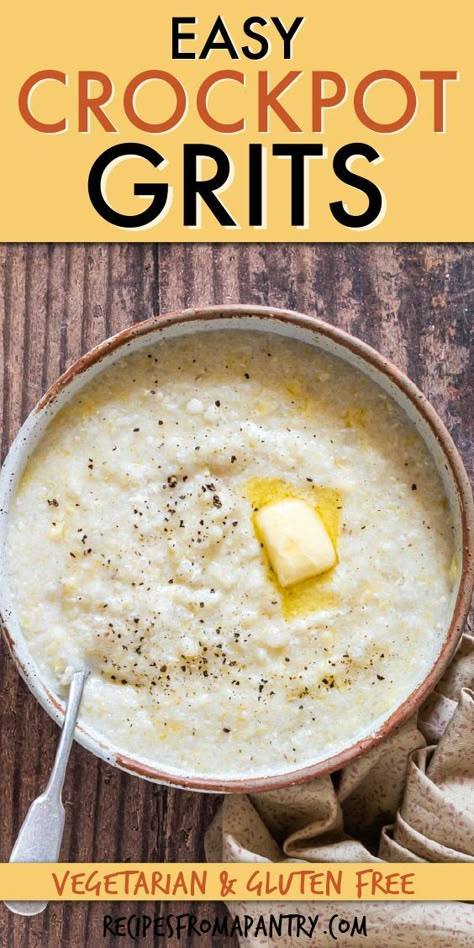 Grits Recipe Crockpot, Crockpot Grits Overnight, Grits In Crockpot, Overnight Grits, Crock Pot Grits, Slow Cooker Grits, Crockpot Grits, Recipe With Heavy Cream, Quick Grits