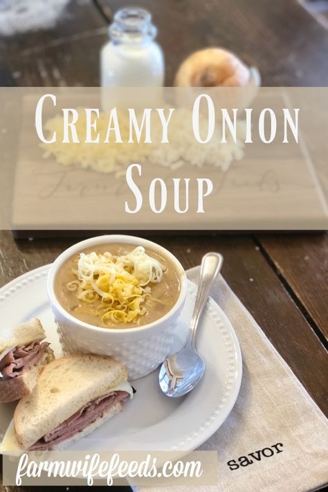 Creamy Onion Soup, Cream Of Onion Soup, French Onion Soup Recipe, Soup Appetizers, Onion Soup Recipes, Roast Beef Sandwiches, Hearty Soup, Food Stamps, Savory Soups