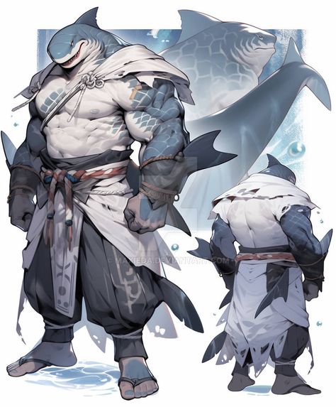 Shark Dnd Character, Dnd Sharkfolk, Shark Knight, Shark Character Design, Shark Warrior, Shark Man, Dragon Artwork Fantasy, Black Artwork, Monster Design