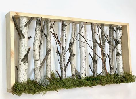 Birch Branch Decor, Birch Wood Decor, Wall Art Branches, Birch Log Candle Holder, Barnwood Wall Art, Fireplace Candle Holder, Birch Tree Decor, Birch Craft, Birch Wall