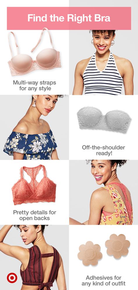 Choose the right bra for every top style—convertible, strapless, bralettes & accessories for comfort & support. Bralette Outfit, Pretty Bras, Bff Outfits, Fashion Attire, Wardrobe Basics, Clothing Hacks, Choose The Right, Concert Outfit, Beach Outfit