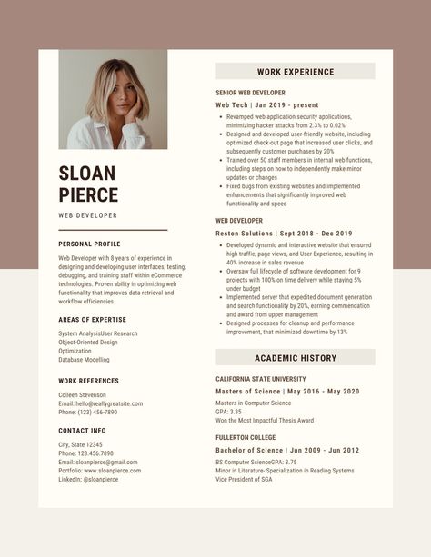 Professional Resume and Cover Letter | Canva | Resume/CV Template | Template with Photo | Instant Download Resume/CV | \"Sloan Resume\" Cute Resume Ideas, Cv Model, Professional Motivation, Photo Cv, Canva Resume Template, Cv Ideas, Transformational Leadership, Canva Resume, Unique Resume Template