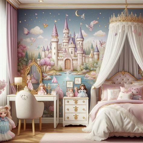 #bedroom   #girls   #pink    #home_design   #viva Castle Mural Girls Room, Sleeping Beauty Bedroom, Princess Themed Bedroom, Castle Bedroom Kids, Girls Princess Bedroom, Babies Rooms, Beauty Bedroom, Princess Bedrooms, Princess Room Decor