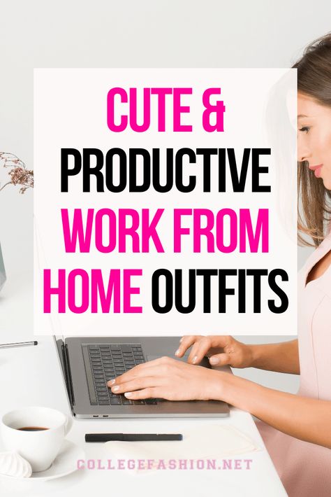 Our favorite cute & productive work from home outfits for online classes or jobs Professional Work From Home Outfit, Working From Home Outfits, Cute Work From Home Outfits, Work From Home Outfits Women, Home Outfit Women, Work From Home Outfit Ideas, Wfh Outfits, Productive Work, Work From Home Outfit