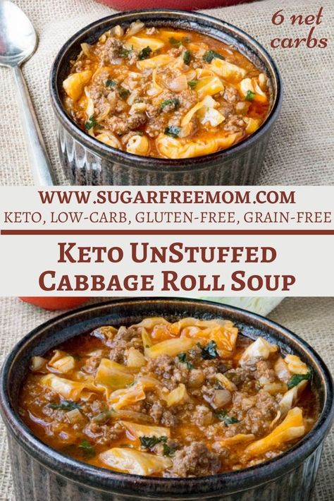 Slow Cooker UnStuffed Low Carb Cabbage Roll Soup Slow Cooker Unstuffed Cabbage Roll Soup, Low Fat Slow Cooker Recipes, Cabbage Slow Cooker Recipes, Low Carb Soup In A Crock Pot, Keto Cabbage Roll Soup, Crock Pot Cabbage Roll Soup, Low Carb Cabbage Soup, Ketovore Recipes, Low Carb Cabbage