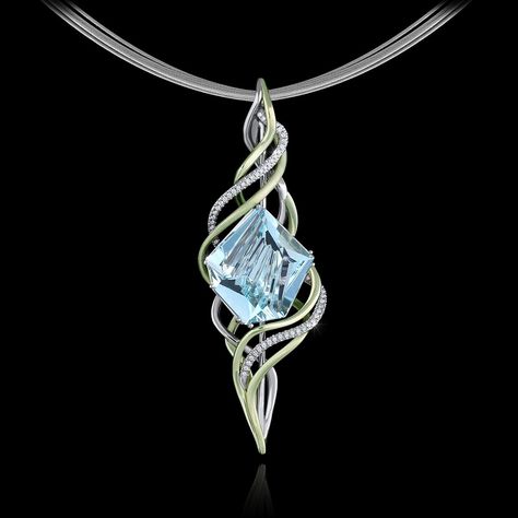 Award Winning Jewelry, Fancy Jewelry Necklace, Modern Jewellery Design, Jewellery Design Sketches, Sparkle Necklace, Aquamarine Pendant, Fine Art Jewelry, Smithsonian Institution, Classy Jewelry