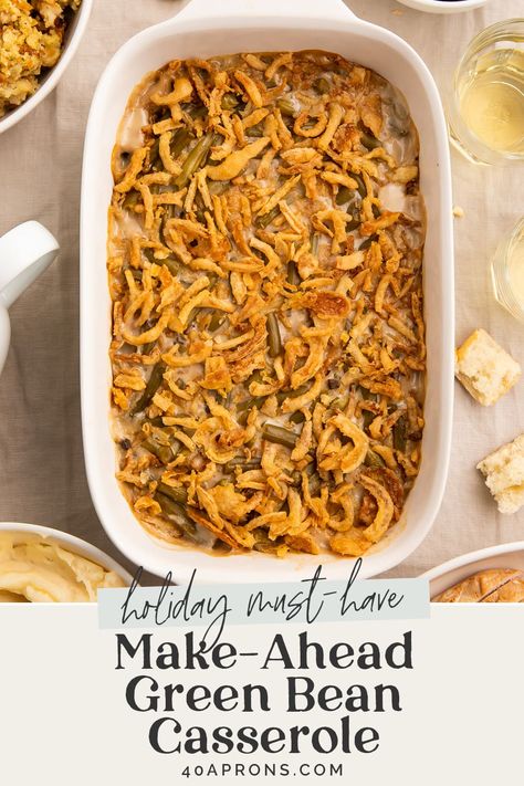 Anything I can make ahead, I will - and that includes classic, must-have holiday dishes like green bean casserole. This method is a total game-changer when it comes to Thanksgiving prep, letting you make that traditional holiday side dish up to 3 days in advance so you can check one thing off your list a little sooner. Original Green Bean Casserole, The Best Green Bean Casserole, Cream Cheese Mashed Potatoes, Healthy Green Bean Casserole, Healthy Green Beans, The Salty Marshmallow, Best Green Bean Casserole, Slow Cooker Green Beans, Homemade Green Bean Casserole