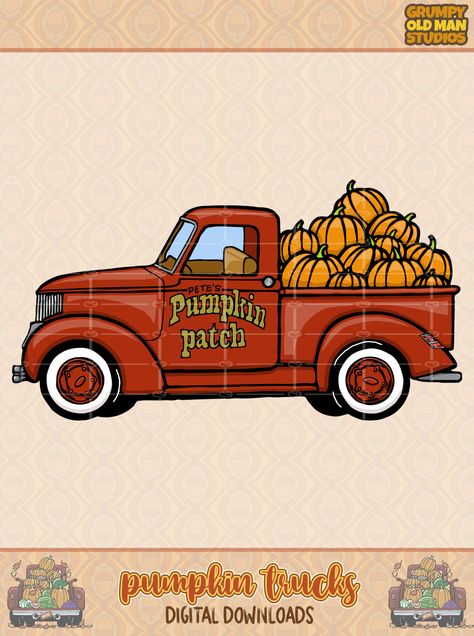 Pumpkin Patch Cartoon, Pumpkin Patch Drawing, Pumpkin Patch Illustration, Fall Photo Booth, Thanksgiving Drawings, Pumpkin Drawing, Window Drawing, Procreate Drawing, Pumpkin Truck