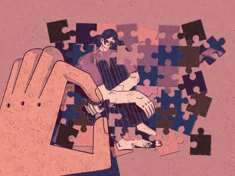 Puzzle Piece Illustration, Jigsaw Illustration, Jigsaw Puzzle Aesthetic, Puzzle Aesthetic, Puzzle Painting, Puzzle Illustration, Puzzle Piece Art, Game Layout, Deaf Art