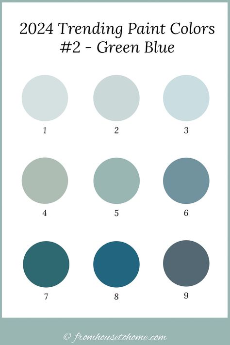 9 paint colors that are part of the green blue color trend for 2024 Sherwin Williams Blue Green, Bathroom Paint Colors 2024, Behr Blue, Dunn Edwards Colors, Sherwin Williams Blue, Paint Color Trends, Most Popular Paint Colors, Blue Gray Paint Colors, Blue Green Paints