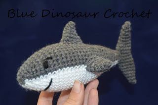 Amigurumi Shark Pattern, Crocheted Shark Pattern, Amigurumi Shark, Crochet Fish Patterns, Crochet Sea Creatures, Crochet Shark, Dinosaur Crochet, Crochet Fish, Blue Dinosaur