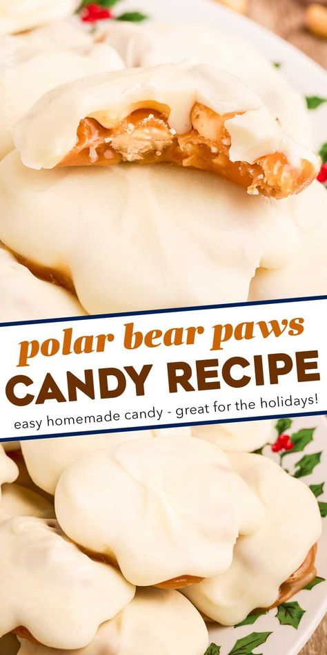 Polar Bear Paws, Polar Bear Paw, Candy Homemade, Nut Clusters, Chunky Chef, Easy Candy Recipes, Bake Easy, Holiday Baking Recipes, Candy Recipe