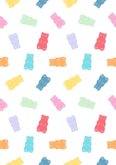 gummy-bear-pattern-repeat Wallpaper Graphic, Candy Art, Cute Pastel Wallpaper, Soft Wallpaper, Bear Wallpaper, Gummy Bear, Cute Patterns Wallpaper, Pastel Wallpaper, Kawaii Wallpaper