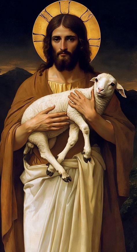 Jesus And Lamb, Christ The Good Shepherd, Christ Artwork, Baby Photography Backdrop, Saint George And The Dragon, Christian Photos, The Bible Movie, Jesus Portrait, Catholic Wallpaper