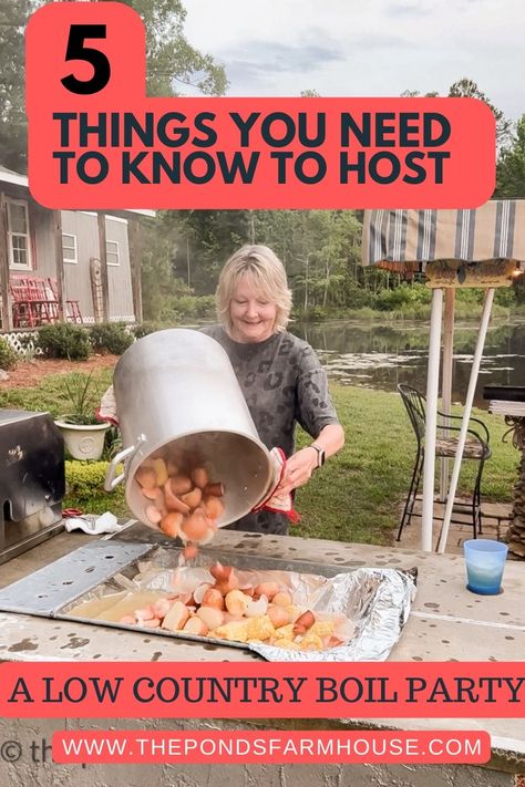 Low Country Boils are fun, easy and relatively inexpensive to host. However there are a few things you need to host a party and I'm sharing all you need to know today. #lowcountryboil #lowcountryboilparty, lowcountryboilrecipe, #frogmorestew, #outdoordinnerparty. Easy Low Country Boil, Carolina Caviar Recipe, Country Boil Party, Country Boil Recipe, Supper Club Menu, Frogmore Stew, Low Country Boil Recipe, Lowcountry Boil, Shrimp Boil Party