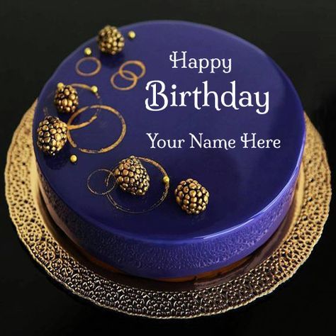 Happy Birthday Royal Blue Designer Cake With Your Name.Print Name on Round Cake.Expensive Bday Cake With Name.Name Birthday Card Maker.Beautiful Cake For Bday Designer Cake, Blue Birthday, Birthday Wishes, Royal Blue, Birthday Cake, Happy Birthday, Cake, Birthday, Gold