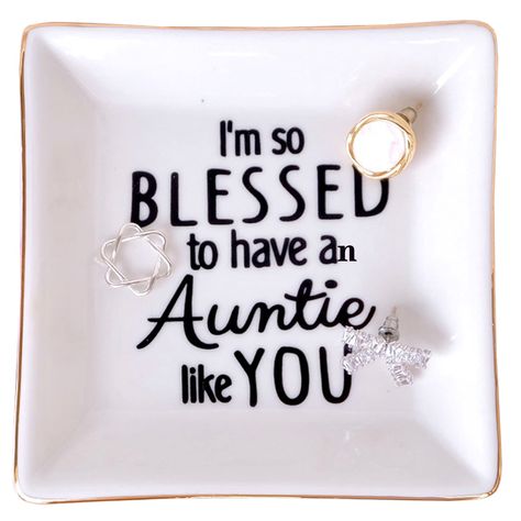 PRICES MAY VARY. I'so BLESSED to have a Auntie like You - gift for Aunt from nephew.Sometimes it’s hard to express thanks to those you are grateful for, but even the small gestures of generosity can deepen affection between family members. Show your appreciation for your closest family members with these ring dish symbolizing your everlasting bond. Crafted from great quality glazed ceramic,Well packed with styrofoam and white box. Perfect for holding several rings or a necklace or bracelet.This Aunts Birthday, Small Gestures, Aunt Birthday Gift, Gift For Aunt, Gifts For Aunt, Best Aunt, Auntie Gifts, Gag Gifts Funny, Grateful Thankful Blessed