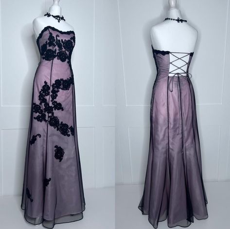 Vintage Dresses For Sale, Vintage Prom Dress, Vintage Prom, Prom Dresses Vintage, Special Occasion Dress, Overlay Dress, Prom Party, Black And Pink, Tie Back