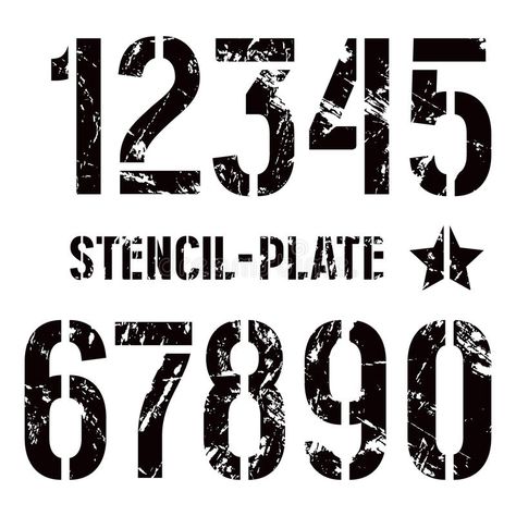 Stencil-plate numbers in military style. With shabby texture. Bold face. Black p #Sponsored , #ADVERTISEMENT, #Sponsored, #numbers, #plate, #style, #military Nascar Font, Hand Lettering Alphabet Fonts, 12 Number, Number Stencils, Hand Lettering Alphabet, Free Stencils, Lettering Alphabet Fonts, Stencil Pattern, Vintage Graphic Design