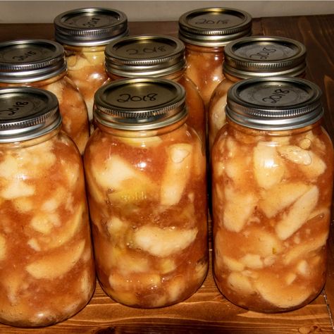 Canned Apple Pie Filling Caramel Apple Pie Filling, Canning Apple Pie Filling, Easy Apple Pie Filling, Making Apple Pie, Canning Apples, Apple Pie Filling Recipes, Homemade Apple Pie Filling, Canned Apple Pie Filling, Pie Filling Recipes