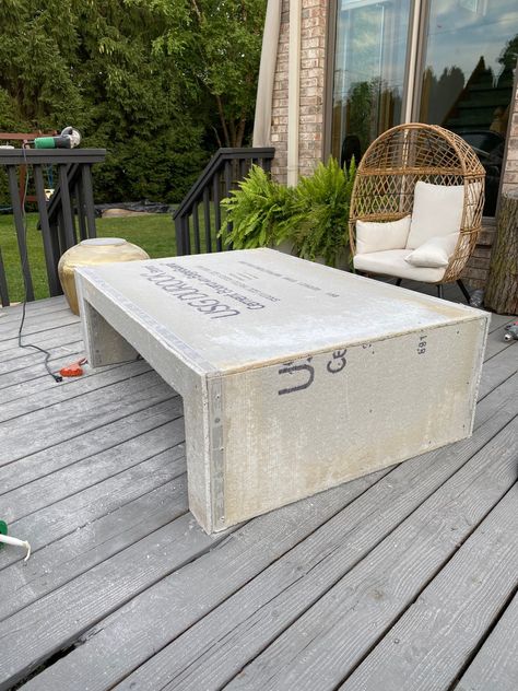 Concrete Outdoor Table, Cement Table, West Elm Coffee Table, Concrete Coffee Table, Kitchen Design Diy, Outdoor Coffee Table, Concrete Furniture, Concrete Table, Diy Concrete