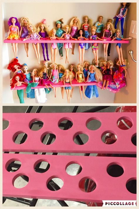 Clever Barbie Organization Ideas You and Your Kids Will Love Toy Wall Shelves, Barbie Wall Storage, Barbie Shelves, Diy Barbie Storage, Barbie Accessories Storage, Barbie Organization Ideas, Barbie Shelf, Doll Organizer, Barbie Room Decor