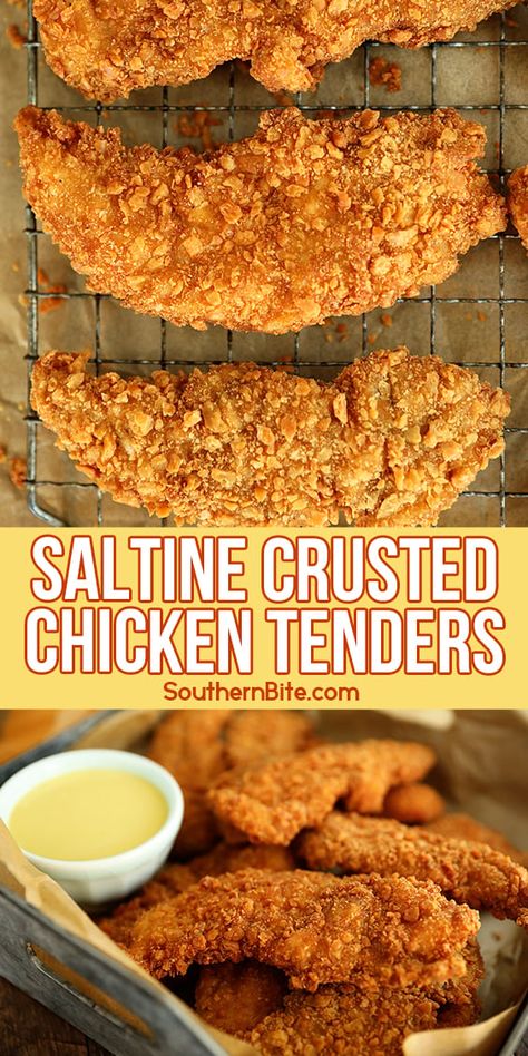 Homemade Chicken Fingers, Chicken Bog, Baked Chicken Strips, Cracker Chicken, Chicken Strip Recipes, Crusted Chicken Tenders, Football Appetizers, Fried Steak Recipes, Southern Cooking Recipes