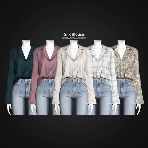 Sims 4 silk blouse top Sims Aesthetic, Mods Sims 4, Cc Clothing, Sims 4 Men Clothing, Gorilla Gorilla, Sims 4 Tsr, Die Sims 4, Sims Clothes, The Sims 4 Pc