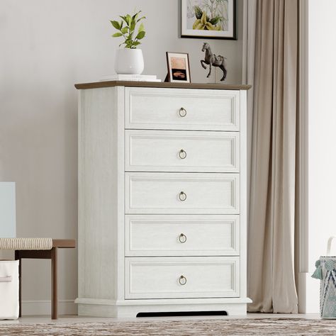 Winston Porter Nihasvi 5 - Drawer 43.7" Tall Dressers Chests for Bedroom,Living Room,Accent Cabinets - Wayfair Canada Tall Dressers, Accent Cabinets, 5 Drawer Dresser, Dresser Organization, Tall Dresser, Vintage Dressers, Living Room Accents, Bedroom Dressers, Furniture Finishes