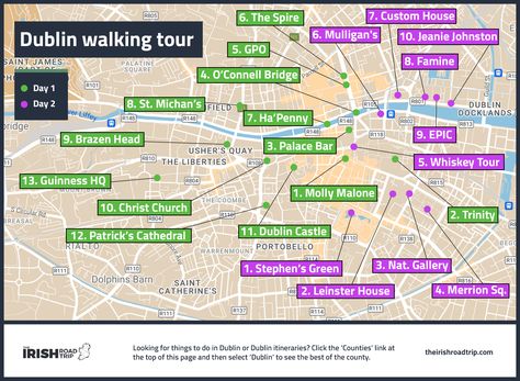 Dublin Walking Tour, Things To Do In Dublin, Walking Map, Guinness Storehouse, Dublin Castle, Best Pubs, Old Pub, Dublin City, Free Things To Do