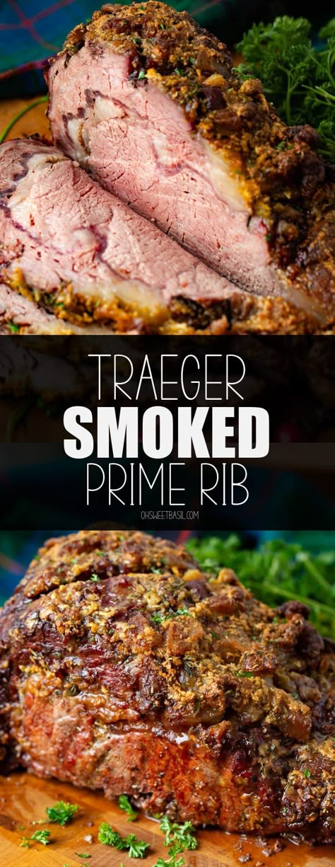 Smoker Prime Rib Recipe, Prime Rib Roast Recipe Traeger, Prime Rib In Traeger, Prime Rib Roast On Treager, Treager Smoked Prime Rib, Smoked Prime Rib Recipe Traeger, Prime Rib Roast Recipe Smoked, Traeger Smoked Prime Rib Roast, Traeger Thanksgiving Recipes