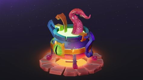 Stylized Witch's Cauldron, on ArtStation at https://www.artstation.com/artwork/LRRmzr Cauldron Concept Art, Witch Concept Art, Cauldron Art, Ball Animation, Wizard Frog, Comfort Corner, Witch's Cauldron, Witchs Cauldron, Stylized Art