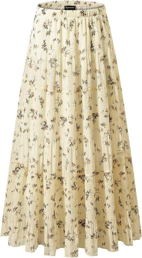 NASHALYLY Women's Chiffon Elastic High Waist Pleated A-Line Flared Maxi Skirts?Flower-203,M at Amazon Women’s Clothing store Long Flower Skirt, Hawaiian Dinner, Clothing Board, Flare Maxi Skirt, Long Skirt Summer, Clueless Outfits, Chanel Perfume, Everyday Fashion Outfits, Flower Skirt