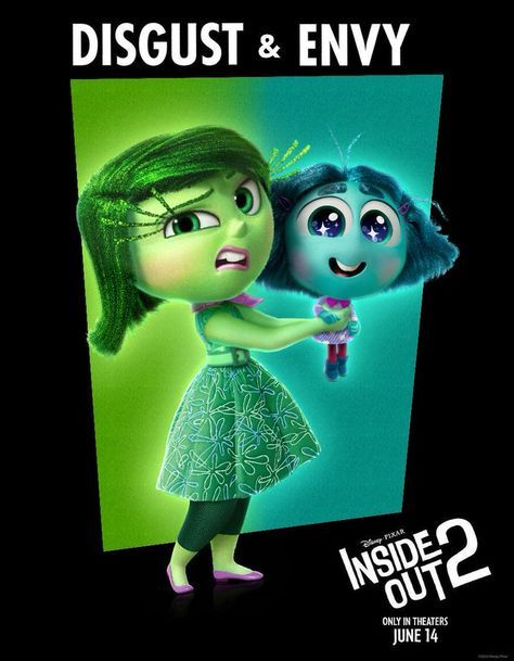 Inside Out Disgust Pfp, Joy X Anger Inside Out, Envy Inside Out Wallpaper, Embarrassment Inside Out, Inside Out 2 Fanart, Envy Inside Out, Inside Out Fanart, Inside Out Poster, Inside Out Wallpaper