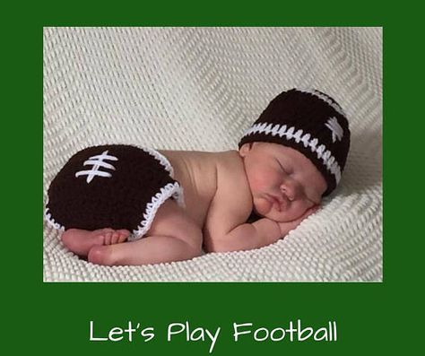 Crochet football Hat/Diaper Cover/Baby football Set/Crochet Crochet Football Hat, Crochet Football, Baby Football, Football Outfit, Boys Costumes, Monthly Baby, Football Baby, Baby Cover, Boy Costumes