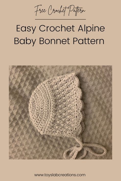 Crochet Hat For Newborn, Newborn Crochet Hat Pattern Free Girl, Crochet Doll Bonnet Free Pattern, Easy Crochet Bonnet, Newborn Baby Bonnet Crochet Pattern Free, Crochet Infant Bonnet Free Pattern, Chrochet Baby Hat, Crochet Projects For Newborns, Free Bonnet Crochet Pattern