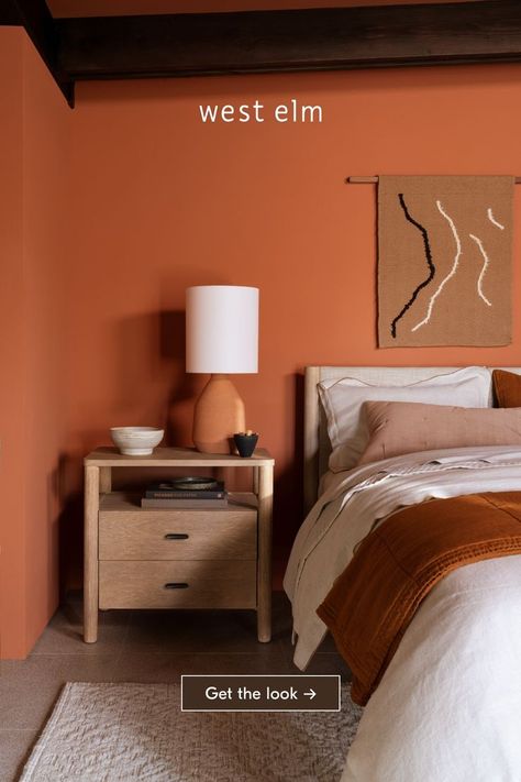 Shop now and bring terracotta, our favorite trending color, home. Terra Cotta Wall Color Master Bedrooms, Terra Cotta Bedroom Walls, Terracotta Bedroom Walls, Light Orange Bedroom, Terra Cotta Room, Terra Cotta Bedroom Ideas, Rust Colored Bedroom, Terra Cotta Bedroom, Rust Bedroom