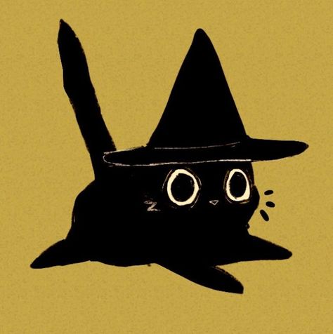 Witch Cat Drawing, Witch Cat Art, Libby Frame, Black Cat Drawing, Sticker Inspiration, Black Cat Witch, Black Cat Aesthetic, Frame Illustration, Cat Doodle