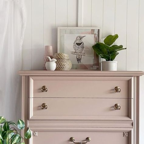 Lilly Moon Paint | Furniture Makeovers on Instagram: "Subtle Elegance: Embracing the Beauty of Soft Pink Hues 🌸✨ •  🎨:  Vintage Blush 🧑‍🎨:  @lillymoonpaintofficial •  #lillymoonpaint #opulentallinone" Blush Pink Furniture, Blush Pink Furniture Painted, Blush Furniture Painted, Mauve Dresser, Blush Furniture, Pink Paint Colors, Pink Furniture, Pink Chalk, Green Bedroom