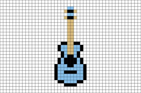 Guitar Pixel Art Guitar Pixel Art, Music Pixel Art, Pixlr Art, Xmas Crafts Kids, Image Pixel Art, Tiny Cross Stitch, Easy Pixel Art, Hama Beads Design, Pixel Drawing