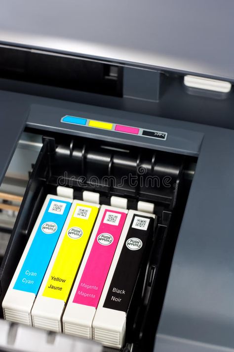 Printer ink. Closeup of printer ink cartridges for a color printer , #AFF, #Closeup, #ink, #Printer, #color, #cartridges #ad Modern Reception Desk, Modern Reception, Printer Cartridge, Printer Ink Cartridges, Color Printer, Color Magenta, Original Characters, Ink Toner, Reception Desk