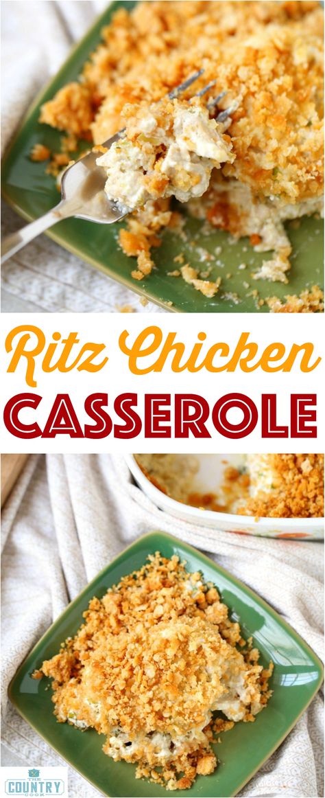 Ritz Chicken Casserole recipe from The Country Cook - only 6 ingredients . A huge family favorite - the best! Ritz Chicken Casserole, Ritz Chicken, Summertime Food, Chicken Thights Recipes, Cornish Hen, Chicken Casserole Recipe, Potluck Ideas, Diy Easy Recipes, Country Cook